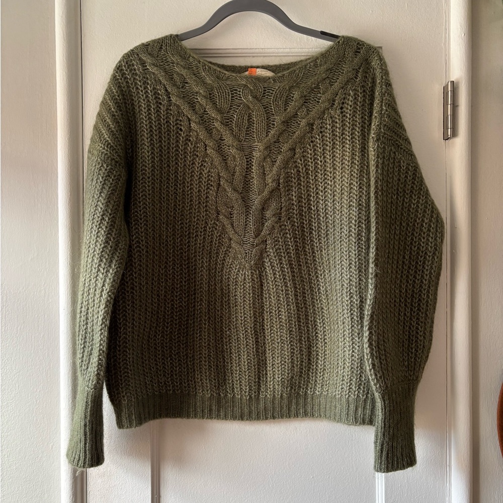 Sezane Olive Green Mohair Blend Sweater